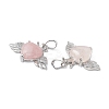 Natural Rose Quartz Pendants G-P492-02P-21-3