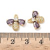 Brass Micro Pave Cubic Zirconia Bee Charms KK-A281-23G-03-3