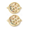 Rack Plating Brass Colorful Cubic Zirconia Moon Star Connector Charm KK-C084-22G-1