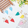 5 Pairs 5 Colors  Alloy Bowknot with Heart Dangle Stud Earrings EJEW-AN0003-59-7