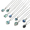Rack Plating Natural Paua Shell Pendants Necklace NJEW-B104-01P-1