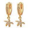 Starfish Brass Micro Pave Cubic Zirconia Hoop Earrings EJEW-F384-14G-01-4
