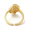 Leaf Brass Micro Pave Clear Cubic Zirconia Open Cuff Rings RJEW-U008-36G-3