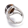 Adjustable Faceted Natural Tiger Eye Finger Rings RJEW-I068-B02-1-3