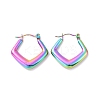 Ion Plating(IP) Rainbow Color 304 Stainless Steel Rhombus Hoop Earrings for Women EJEW-G293-21M-1