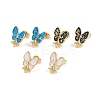 Butterfly Rack Plating Brass Stud Earrings Finding EJEW-P277-13G-1