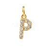 Brass Cubic Zirconia Pendants with Jump Rings FIND-PW0024-09P-1