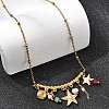 304 Stainless Steel Starfish Shell Shape Pendant Bib Necklaces for Women NJEW-K255-58G-3