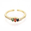 Brass Micro Pave Cubic Zirconia Cuff Rings for Women KK-T071-76G-2