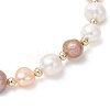 Natural Cultured Freshwater Pearl & 304 Stainless Steel Beads Stretch Bracelets for Women BJEW-JB13346-5
