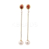 Round Natural Pearl Stud Earrings for Women EJEW-E303-03G-1