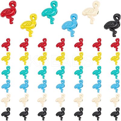 48Pcs 6 Colors Spray Painted Alloy Beads FIND-PH0021-53-1