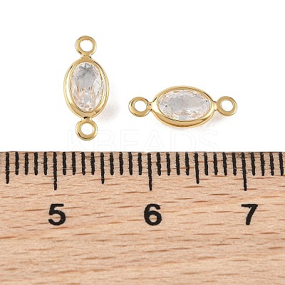 SHEGRACE Brass Pave Cubic Zirconia Oval Connector Charms XGRQ2O560-439A-G-1