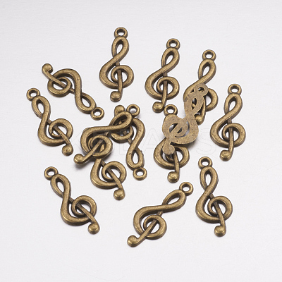 Tibetan Style Alloy Treble Clef Pendants X-TIBEP-R315-AB-FF-1