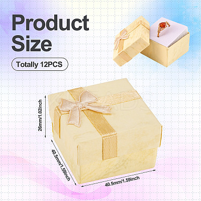Square Paper Jewelry Ring Gift Boxes with Bowknot LS-CON-TAC0010-80D-1