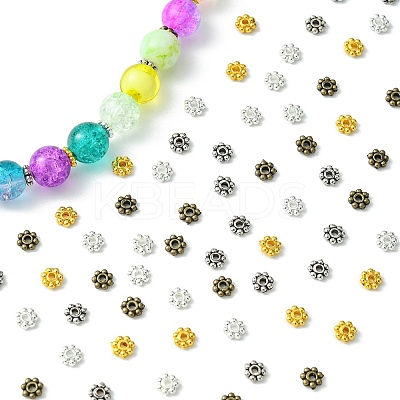300Pcs 4 Colors Tibetan Style Alloy Daisy Spacer Beads FIND-YW0004-32-1