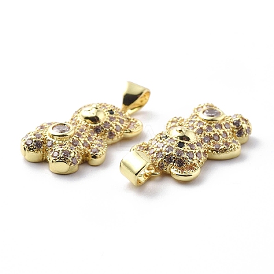 Brass Cubic Zirconia Pendants KK-G446-26G-01-1