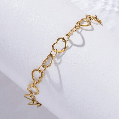 304 Stainless Steel Heart Link Bracelets BJEW-I191-01-1