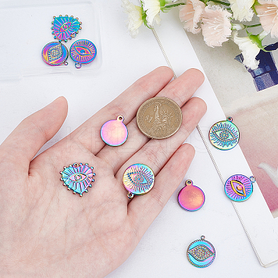 4Pcs 2 Style 304 Stainless Steel Pendant Enamel Settings STAS-DC0007-50-1