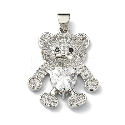 Brass Micro Pave Cubic Zirconia Pendants ZIRC-F137-01P-1