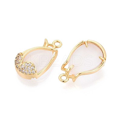 Brass Micro Pave Clear Cubic Zirconia Cat Eye Pendants KK-T071-16G-A01-1