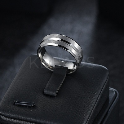 Grooved 201 Stainless Steel Finger Rings for Men WG2ADDA-04-1
