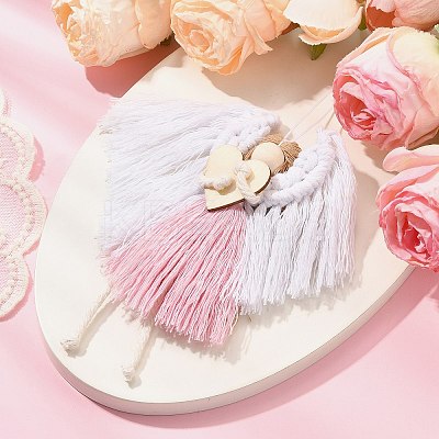 Angel Handmade Woven Macrame Cotton Thread Pendant Decorations HJEW-JM02454-1
