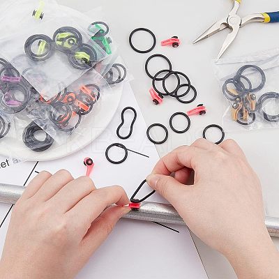 50 Sets 10 Colors Plastic & Silicone O-Rings Fishing Rod Pole Hook Keeper Sets FIND-FH0003-26-1