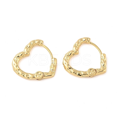 304 Stainless Steel Hammered Heart Hoop Earrrings X-EJEW-U065-02A-G-1