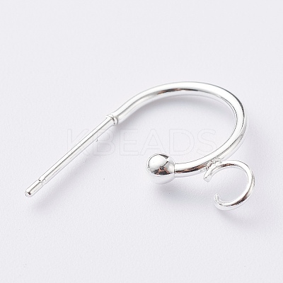 304 Stainless Steel Half Hoop Earrings X-STAS-Z028-B02-S-1
