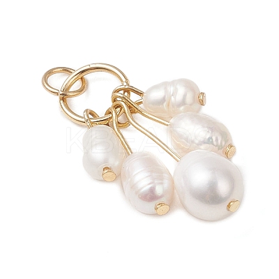 Natural Cultured Freshwater Pearl Rice Beaded Pendants PALLOY-JF04817-1