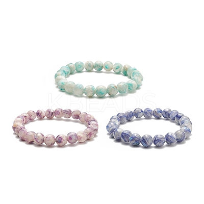 Dyed Natural Selenite Beaded Stretch Bracelet Sets BJEW-JB09200-1