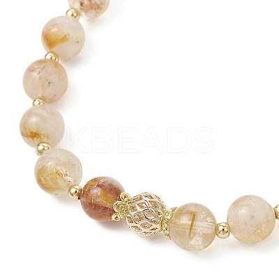 Natural Citrine Round Beaded Bracelets BJEW-JB11925-02-1