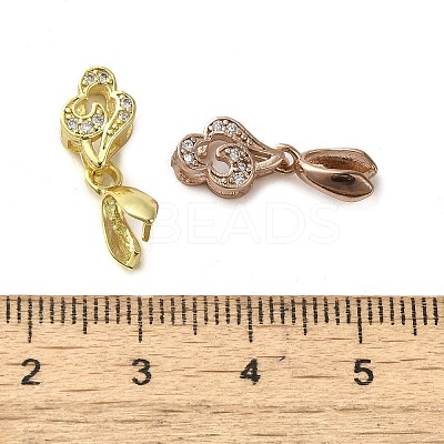 Rack Plating Brass Micro Pave Clear Cubic Zirconia Ice Pick Pinch Bails KK-K340-15-1