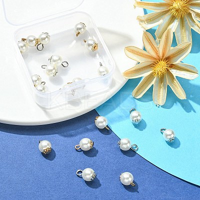 20Pcs 2 Colors Resin Imitation Pearl Round Charms RESI-YW0001-42-1