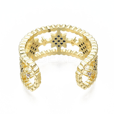 Cubic Zirconia Star Open Cuff Ring RJEW-N037-006B-1