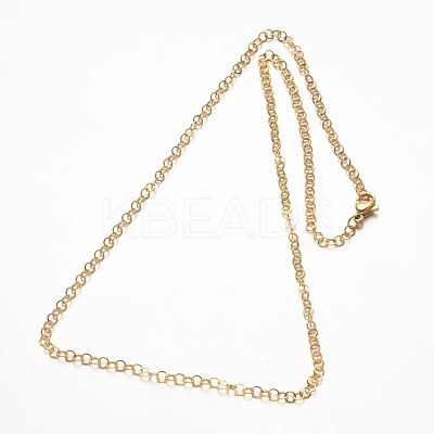 304 Stainless Steel Rolo Chain Necklaces NJEW-L349-02G-1