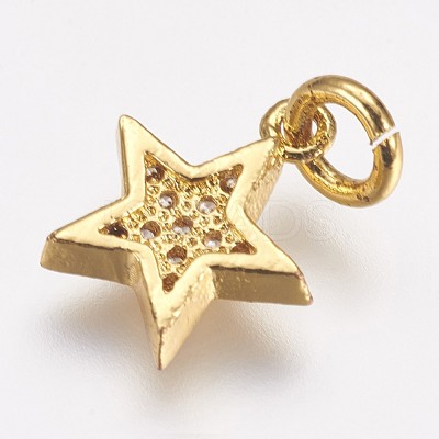 Brass Micro Pave Cubic Zirconia Charms X-ZIRC-G087-35G-1