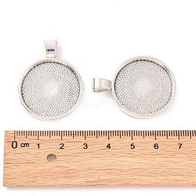 Flat Round Alloy Pendant Cabochon Settings PALLOY-A15654-AS-1-1