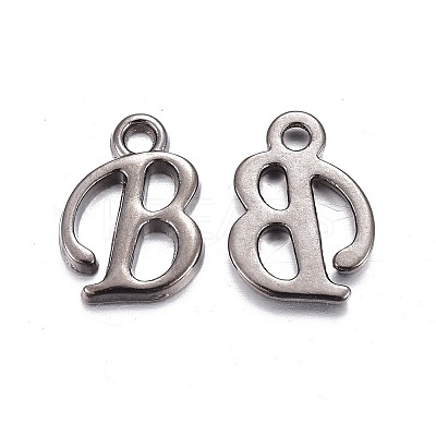 Gunmetal Plated Alloy Letter Pendants LS-PALLOY-J718-01B-B-1