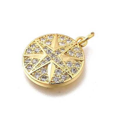 Brass Micro Pave Clear Cubic Zirconia Pendants KK-F899-11G-1