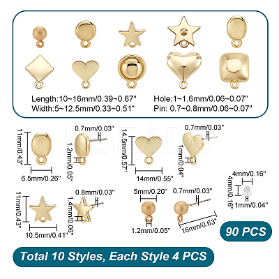 40Pcs 10 Style  Alloy Stud Earring Findings FIND-PH0008-37-1