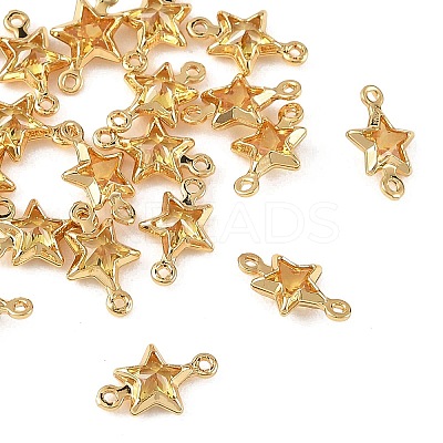 SHEGRACE Brass Pave Cubic Zirconia Star Connector Charms XGRQ2O165-441C-G-1