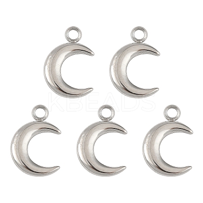5Pcs 304 Stainless Steel Moon Charms STAS-YW0003-01P-1