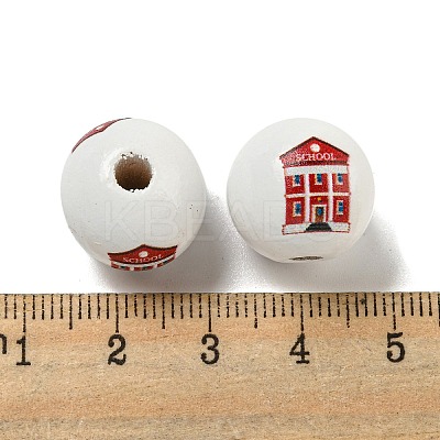 Printed Wood European Beads WOOD-L020-D02-1