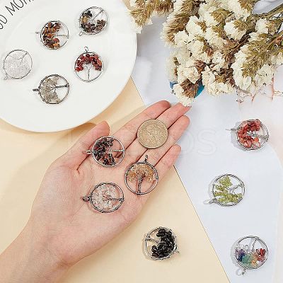 12Pcs 12 Colors Gemstone Pendants G-PH0001-33-WH-1
