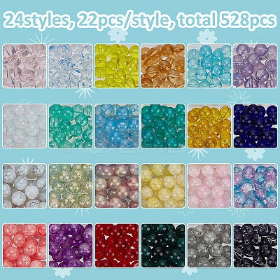 528Pcs 24 Styles Baking Paint Glass Beads DGLA-FG0001-01-1