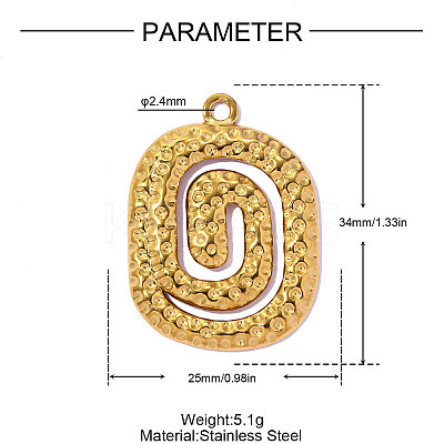 Hammered 304 Stainless Steel Pendants STAS-OY016-16G-1