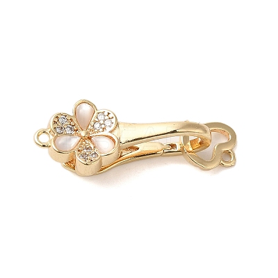 Brass Micro Pave Clear Cubic Zirconia Fold Over Clasps KK-S382-13G-01-1