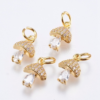 Brass Micro Pave Cubic Zirconia Charms X-RB-I077-25G-RS-1